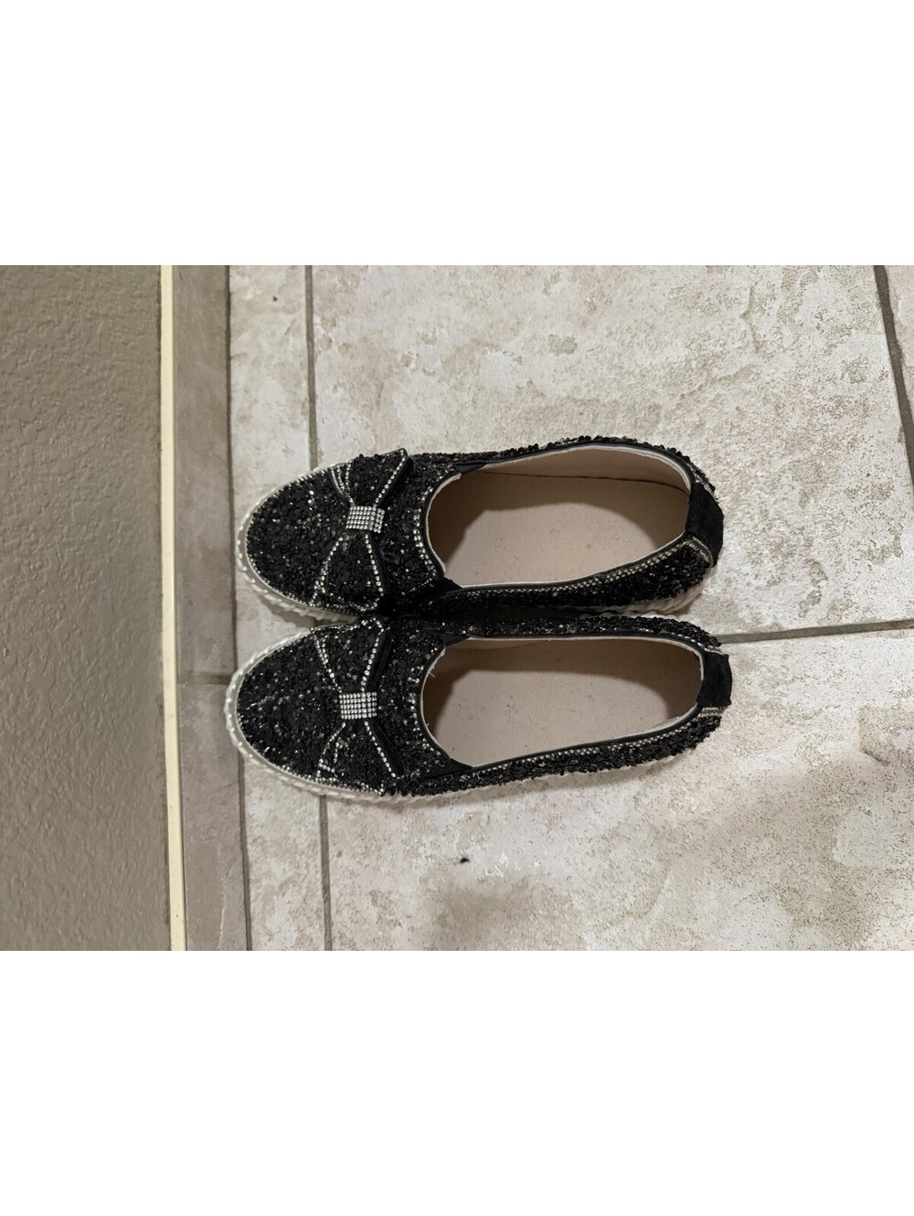 Rhinestone Platform Shoes With Bow Size 9 - Picture 2 of 3
